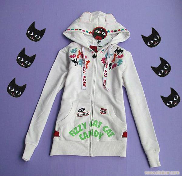 09 新 秋 8103 阿桑娜 火爆贴布猫猫外套 多色�