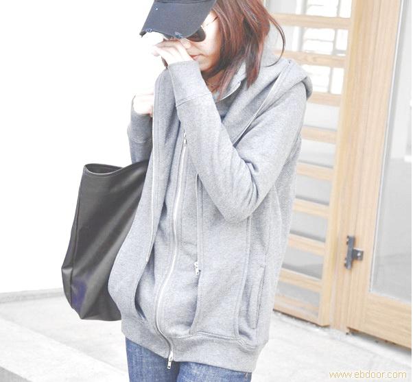 09 新 韩 秋冬 283 休闲风 带帽 双拉链 卫衣 三色�