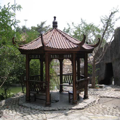 上海炭化木八角凉亭�