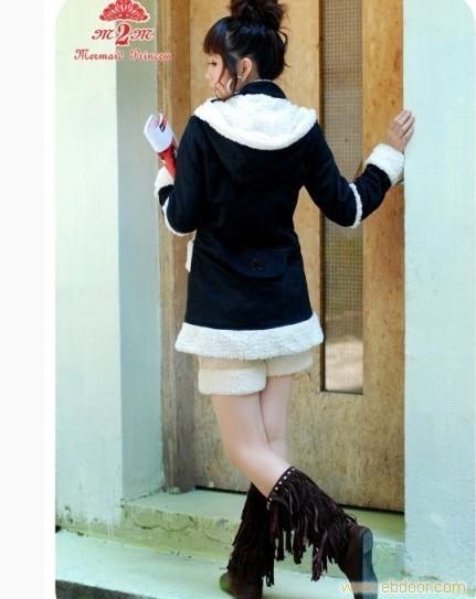 日韩热卖鹿皮抓绒牛角扣连帽卫衣�