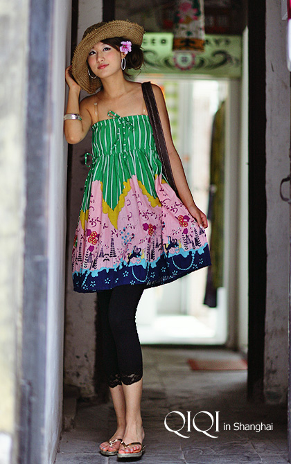 波西米亚两穿裙绿882�