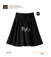 全羊毛中裙黑色020 