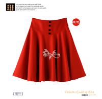 全羊毛中裙红色020 