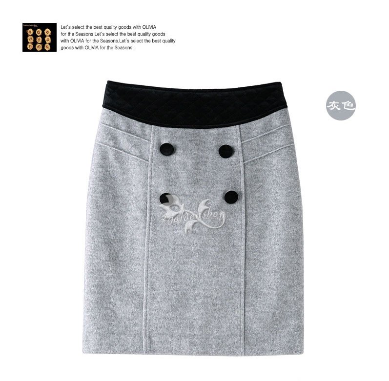 全羊毛短裙灰色018�