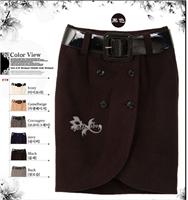 全羊毛短裙黑色017 