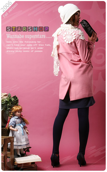 07韩版品牌羊毛大衣e0022粉色�