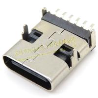 type-c母座 6pin 板上四脚插板L=12.0mm 卧式加长款