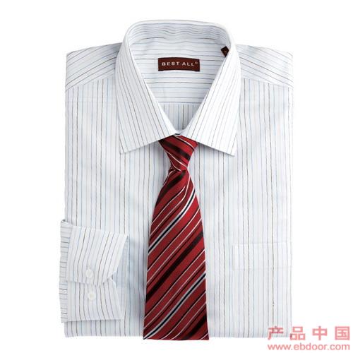 轻松商务CVC细条正装衬衣（含领带）�