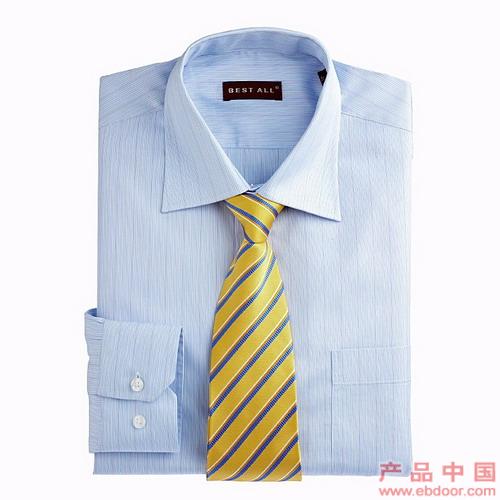 轻松商务CVC细条正装衬衣（含领带）�
