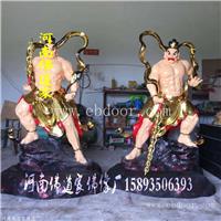 手工贴金树脂佛像 厂直销寺庙护法 玻璃钢哼哈二将神像