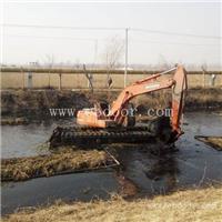 临沂水上挖掘机出租  湿地捞草清淤挖机租赁 浮箱改装厂家指定
