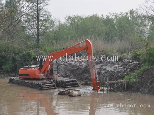 泰安河道清淤水上挖掘机出租 水陆挖机租赁价格表 附带工作图片