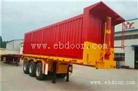 13.75米后翻自卸半挂车钩机板抽拉式半挂车凹型拖板低平板半挂车1