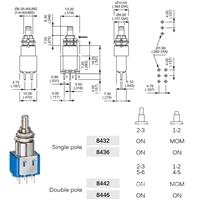 UL认证小按钮开关型号8432A微型自复位按键