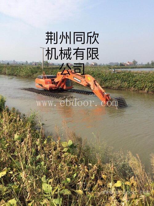德州水挖机租赁漂浮水上船出租