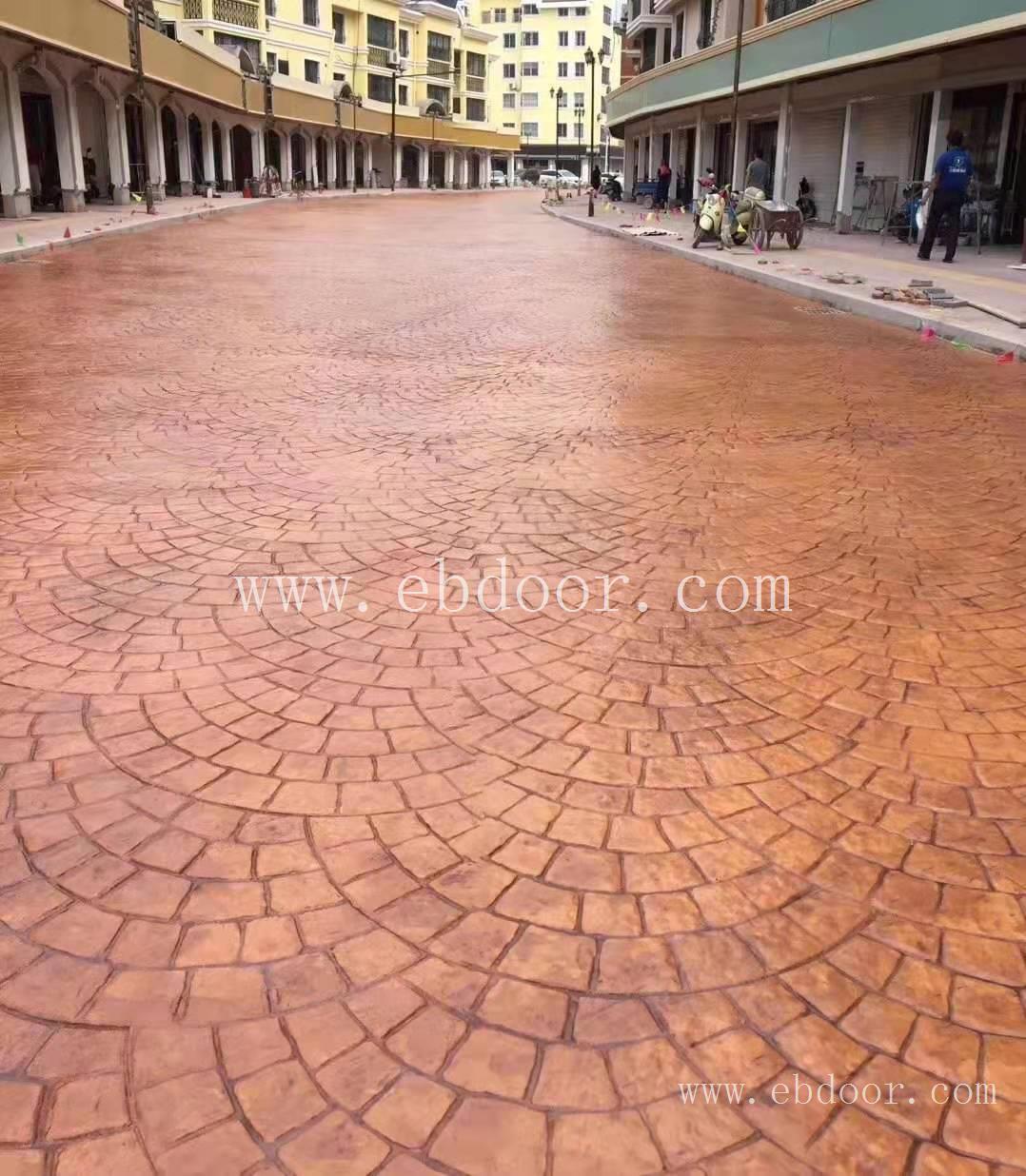 混凝土压模地坪 压花艺术地坪 彩色压印路面价格