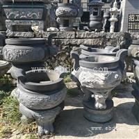 圆形石雕香炉 祠堂寺庙墓地专用香炉 精美复古龙纹鼎定做现货供应