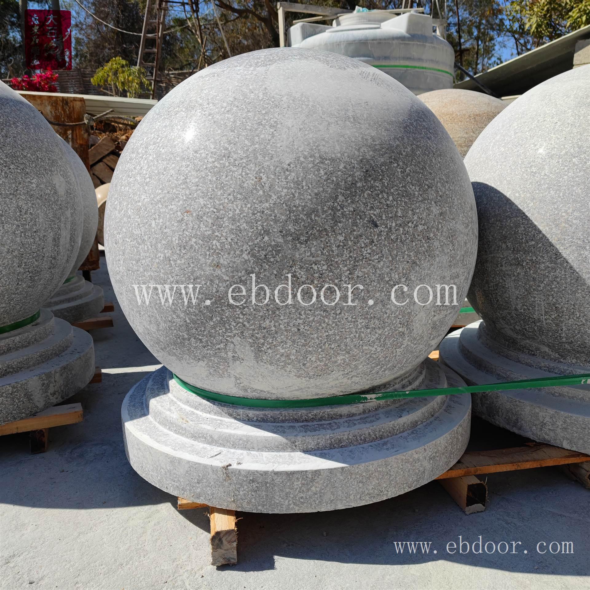 500石材花岗岩挡车球价格600mm大理石雕400圆球形道路障球石墩子 