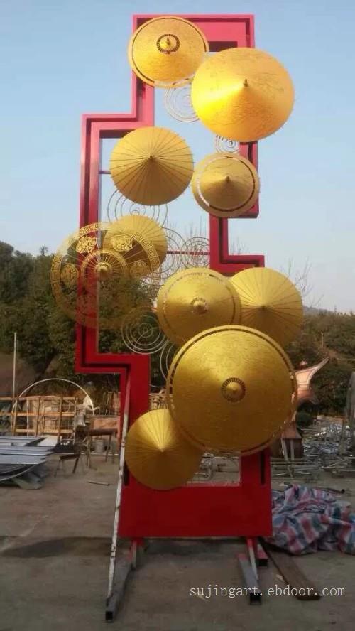 浙江景观花伞 金刚伞不锈钢雕塑 印花钢板定制伞