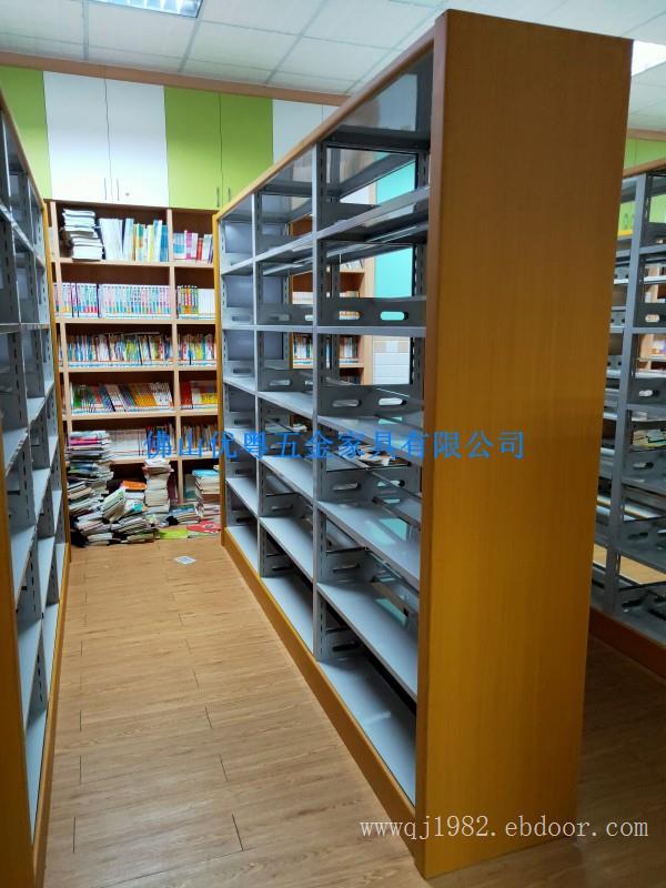 佛山钢木书架单双面六层五层书柜学校图书馆书架阅读书架定做