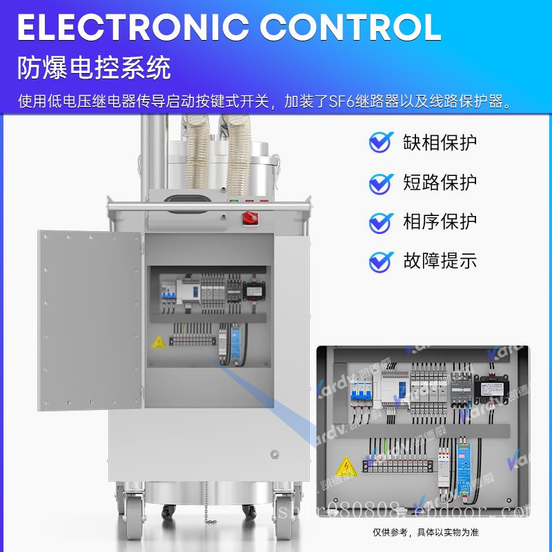 化工行业粉尘收集防爆21区、22区自动反吹7.5KW大功率100L凯德威工业吸尘器KFB 7.5 GF 100