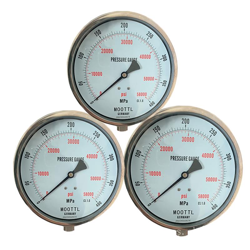 高压压力表MOOTTL耐震不锈钢压力表高压400MPA压力表径向安装