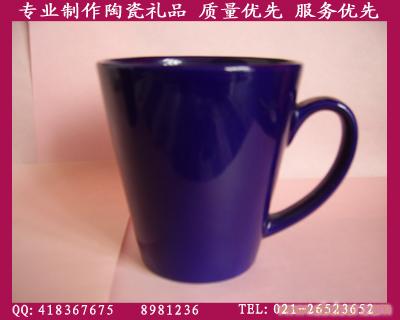 供应宝蓝色釉陶瓷杯|上海广告杯|陶瓷广告杯制作加工|navy blue ceramic cup manufacturer